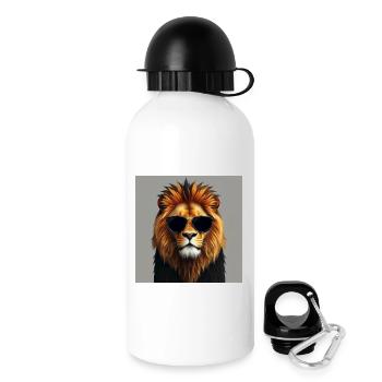 Lion stylé - Gourde avec bouchon 500 ml - blanc - Droite