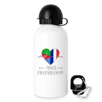Eritrea und Frankreich 100% Freundschaft - Trinkflasche mit Deckel 500 ml - Weiß - Rechts