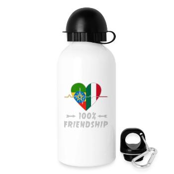 Äthiopien und Italien 100% Freundschaft - Trinkflasche mit Deckel 500 ml - Weiß - Rechts