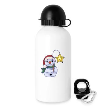 Schneemann mit Stern - Trinkflasche mit Deckel 500 ml - Weiß - Rechts