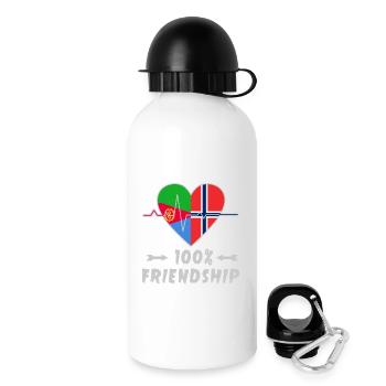Eritrea und Norwegen 100% Freundschaft - Trinkflasche mit Deckel 500 ml - Weiß - Rechts