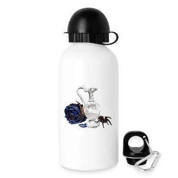 Karaffe mit verwelkter Rosenblüte, taranteln - Trinkflasche mit Deckel 500 ml - Weiß - Rechts
