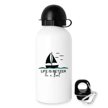 La vie est meilleure sur un bateau à voile dans un port de yacht - Gourde avec bouchon 500 ml - blanc - Droite