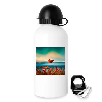 Korallen-Schmetterling - Trinkflasche mit Deckel 500 ml - Weiß - Rechts