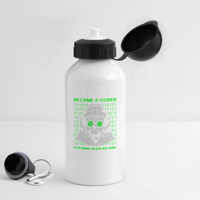Became a Coder – Cyber Dog Binary Trinkflasche mit Deckel 500 ml