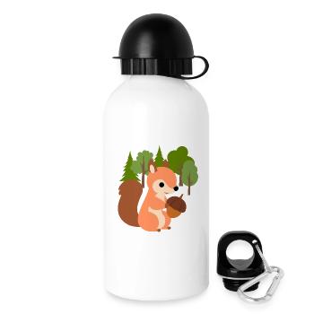 Eichhörnchen mit Nuss - Trinkflasche mit Deckel 500 ml - Weiß - Rechts