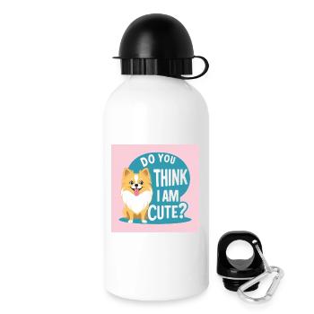 Pomeranian Dog "Do You Think I am cute?" - Drinks Bottle with Lid 500 ml - white - Right