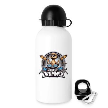Knallharter Schlagzeuger Erdmännchen cool Geschenk - Trinkflasche mit Deckel 500 ml - Weiß - Rechts