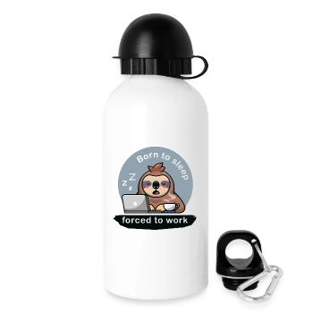 born to sleep forced to work cute sloth - Trinkflasche mit Deckel 500 ml - Weiß - Rechts
