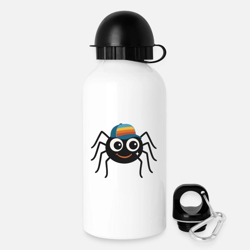 Araignée cool avec casquette rétro – mignonne et effrontée - Gourde avec bouchon 500 ml - blanc
