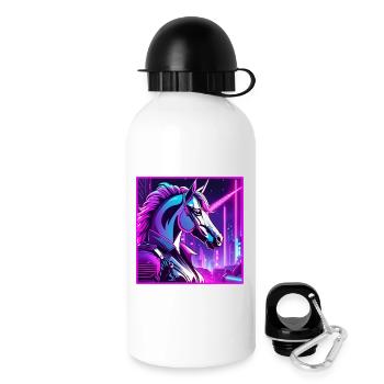 Illustration de licorne cyber néon - Gourde avec bouchon 500 ml - blanc - Droite