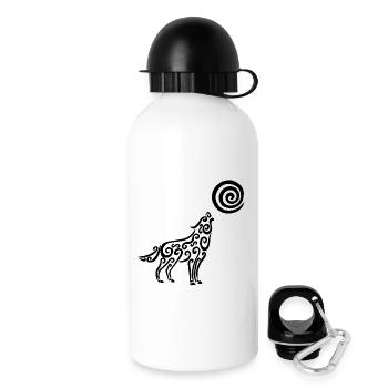 Der schwarze Wolf und der Mond - Trinkflasche mit Deckel 500 ml - Weiß - Rechts