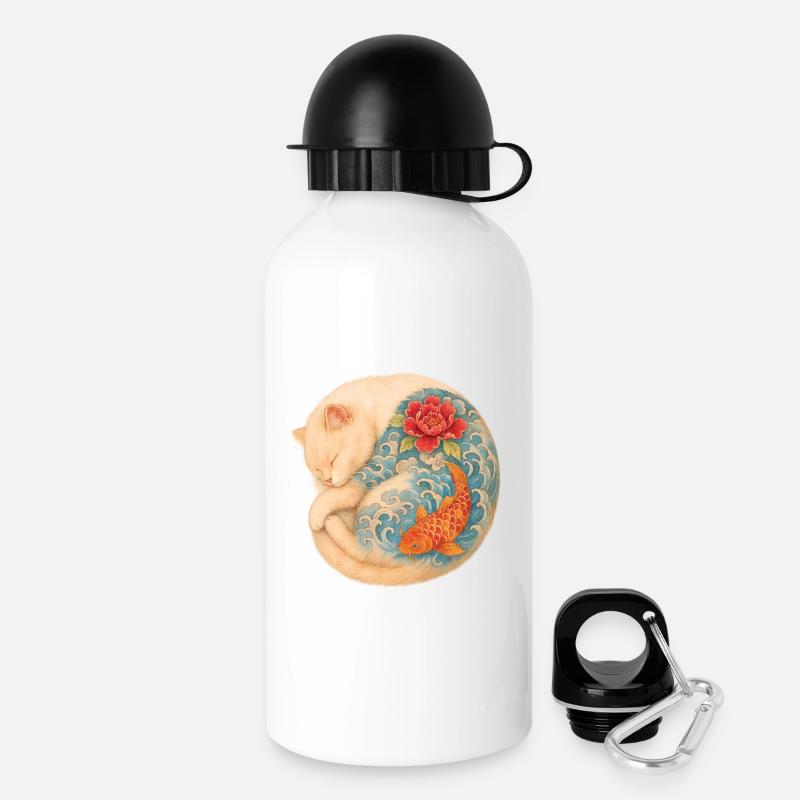 Yakuza Cat – La puissance paisible dans l’encre - Gourde avec bouchon 500 ml - blanc