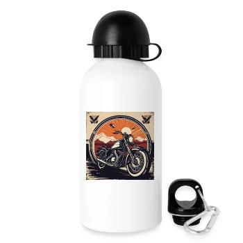 Vintage Motorrad  Design  - Trinkflasche mit Deckel 500 ml - Weiß - Rechts