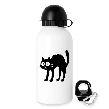 Chat noir - Conception de dessin animé amusant - Gourde avec bouchon 500 ml - blanc - Droite