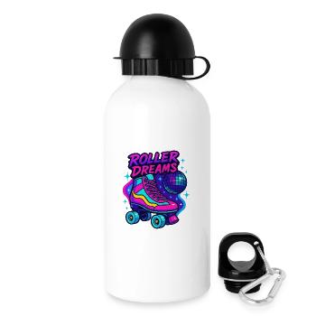 Neon Rollschuhe Disco Design - Trinkflasche mit Deckel 500 ml - Weiß - Rechts