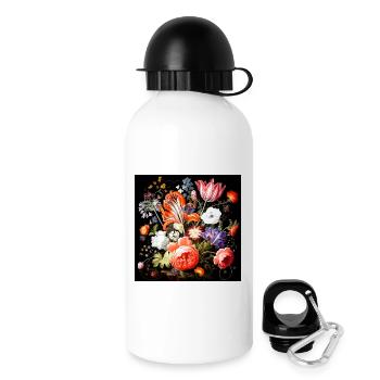 Fantaisies fleuries style baroque flamand - Gourde avec bouchon 500 ml - blanc - Droite
