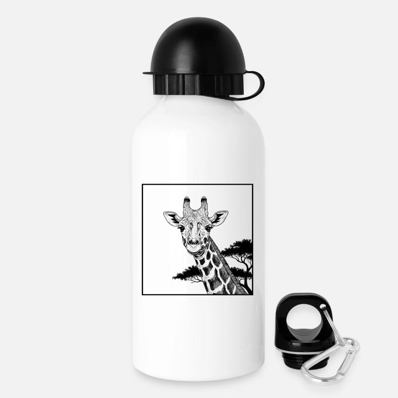 African Giraffe - Drinks Bottle with Lid 500 ml - white