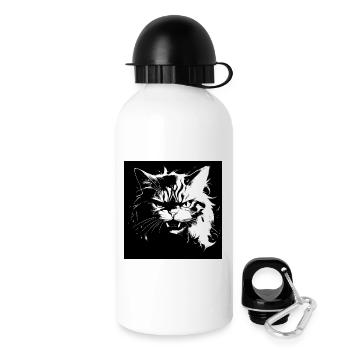 Chat en colère - Gourde avec bouchon 500 ml - blanc - Droite