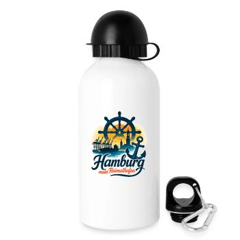 Hamburg My Home Port City Silhouette Gift - Drinks Bottle with Lid 500 ml - white - Right