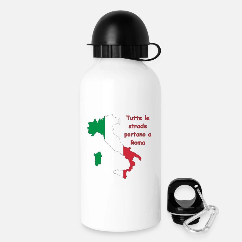 Italian flag with slogan - Drinks Bottle with Lid 500 ml - white