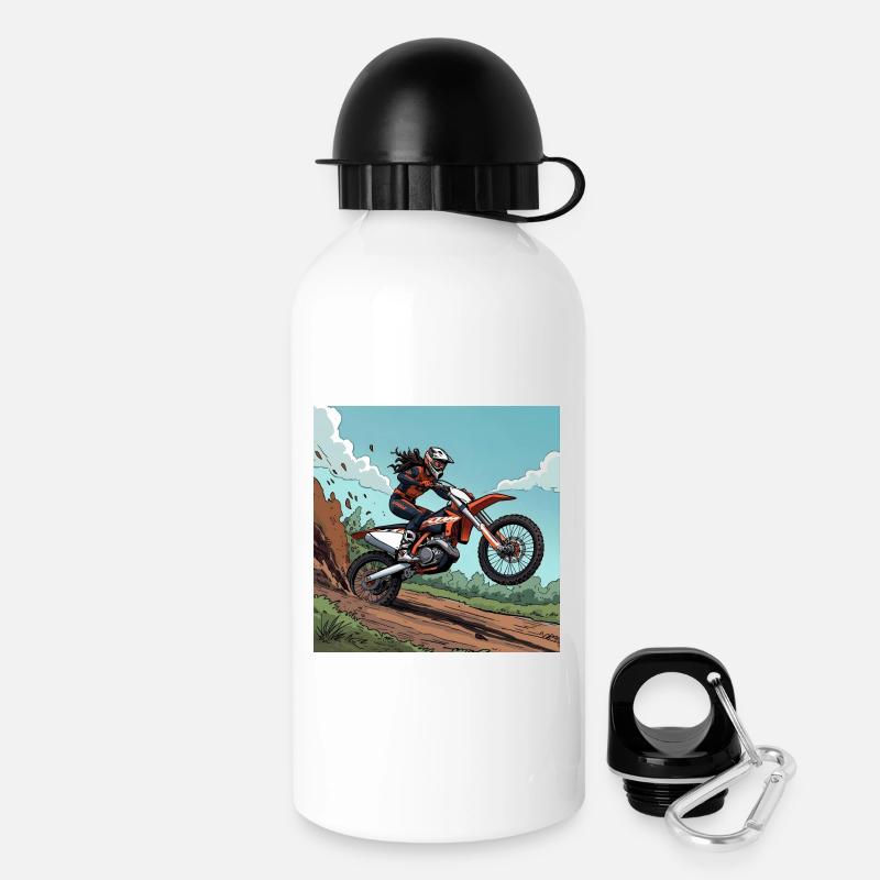 Motocross Adrenalin Trail - Trinkflasche mit Deckel 500 ml - Weiß