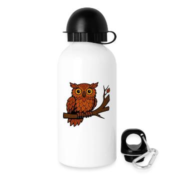 Comic Eule Herbst Wald Laub Blätter Ast Baum Feder - Trinkflasche mit Deckel 500 ml - Weiß - Rechts