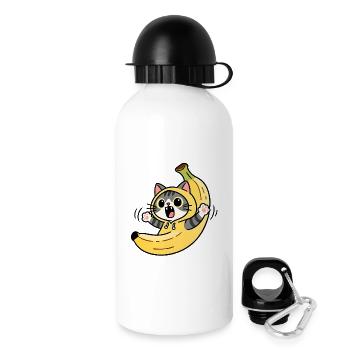 Chat Banane Kawaii - Gourde avec bouchon 500 ml - blanc - Droite