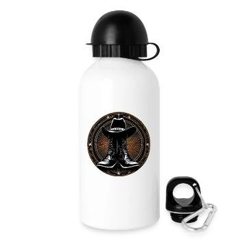 Cowboy Stiefel im Kreismuster - Trinkflasche mit Deckel 500 ml - Weiß - Rechts