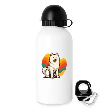 Samoyed Dog Prism Retro Wave - Drinks Bottle with Lid 500 ml - white - Right