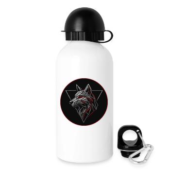 Alpha Spirit Geometric Wolf T-Shirt - Trinkflasche mit Deckel 500 ml - Weiß - Rechts