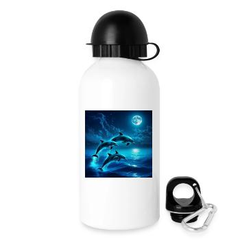 Mondnacht Delfine Sprünge - Trinkflasche mit Deckel 500 ml - Weiß - Rechts