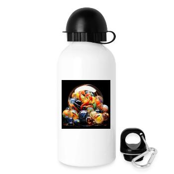 Farbige Glaskugel Explosion - Trinkflasche mit Deckel 500 ml - Weiß - Rechts