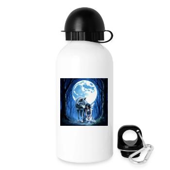 Loup et Fée Sous la Lune Bleue - Gourde avec bouchon 500 ml - blanc - Droite