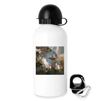 Frühlingssperling im Blütenflug - Trinkflasche mit Deckel 500 ml - Weiß - Rechts