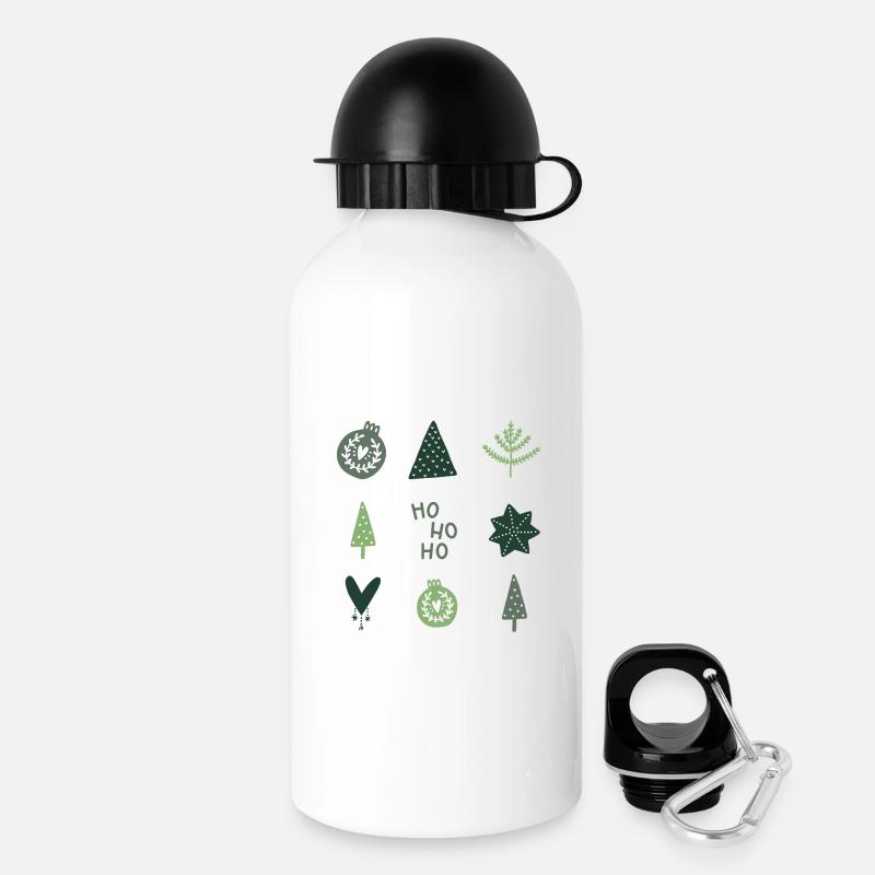 HO HO HO - FIR GREEN - Drinks Bottle with Lid 500 ml - white