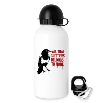 Slogan de la pie, du corbeau et des paillettes - Gourde avec bouchon 500 ml - blanc - Droite