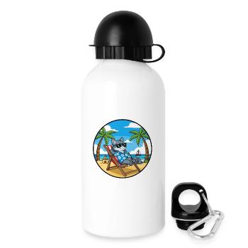 Coole Wolf Beach Urlaubs-Sommervibes - Trinkflasche mit Deckel 500 ml - Weiß - Rechts