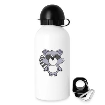 Cute Raccoon Kawaii Trash Panda Cartoon Animal  - Drinks Bottle with Lid 500 ml - white - Right
