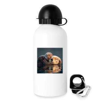 Otter Love Mother And Baby On The Water - Drinks Bottle with Lid 500 ml - white - Right