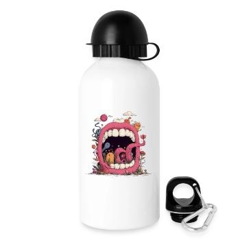 Monde de la Bouche Rose avec des Créatures - Gourde avec bouchon 500 ml - blanc - Droite
