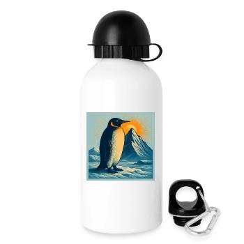 Polarstrand-Pinguin im Sonnenaufgang - Trinkflasche mit Deckel 500 ml - Weiß - Rechts