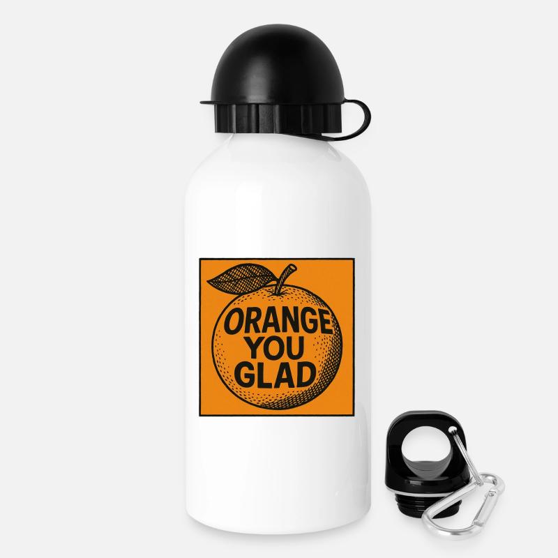 Orange You Glad Pun Tee - Drinks Bottle with Lid 500 ml - white