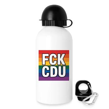 FCK CDU - Anti CDU Meme - Trinkflasche mit Deckel 500 ml - Weiß - Rechts