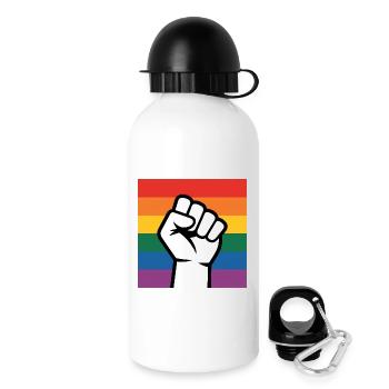 Antifa Fist - Antifascist Merch - Drinks Bottle with Lid 500 ml - white - Right