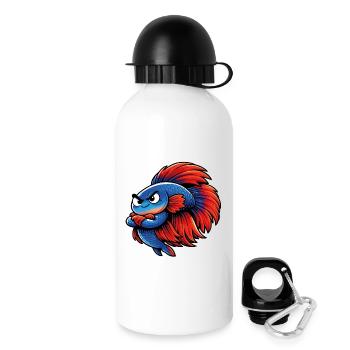 Blue Red Kampffisch - Trinkflasche mit Deckel 500 ml - Weiß - Rechts