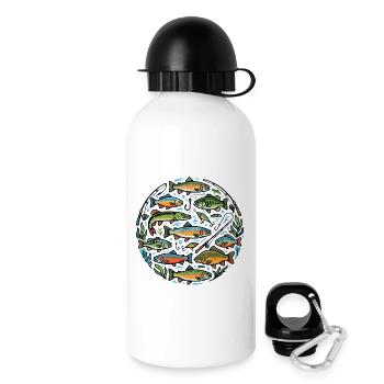 Fischarten Fische Köder Angel Haken Angler Motiv - Trinkflasche mit Deckel 500 ml - Weiß - Rechts
