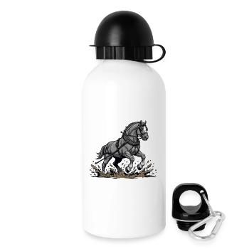 Cheval de Trait Harnaché Travail Équestre Vintage - Gourde avec bouchon 500 ml - blanc - Droite