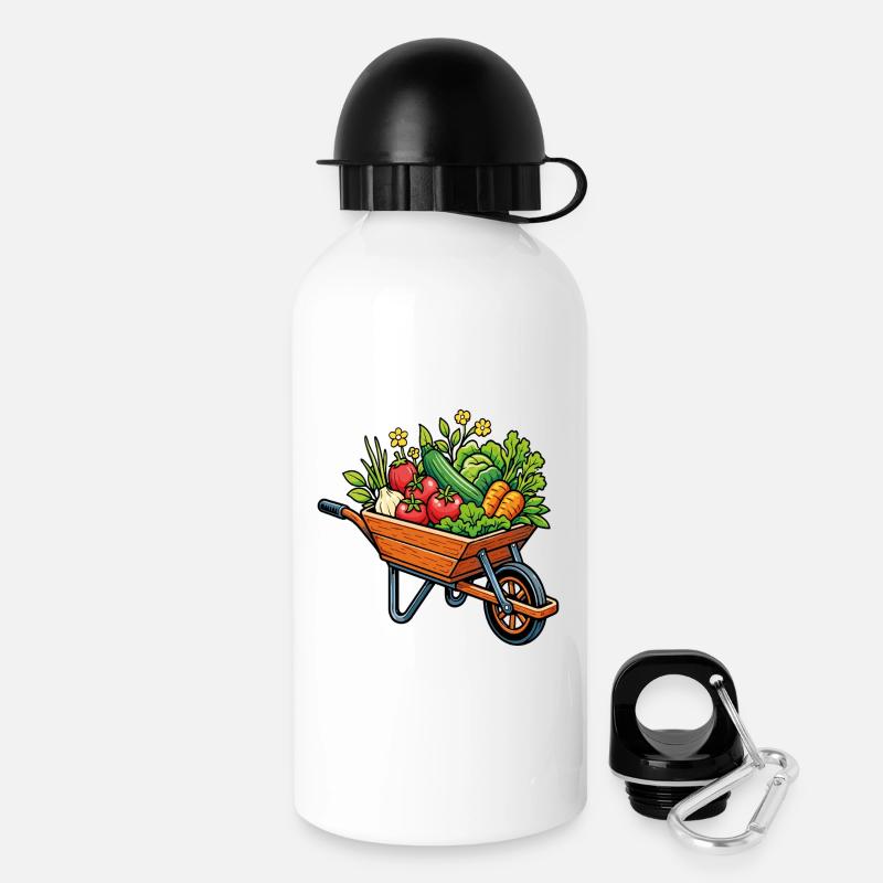 Gemüseernte im Gemüsegarten im Schubkarren - Trinkflasche mit Deckel 500 ml - Weiß