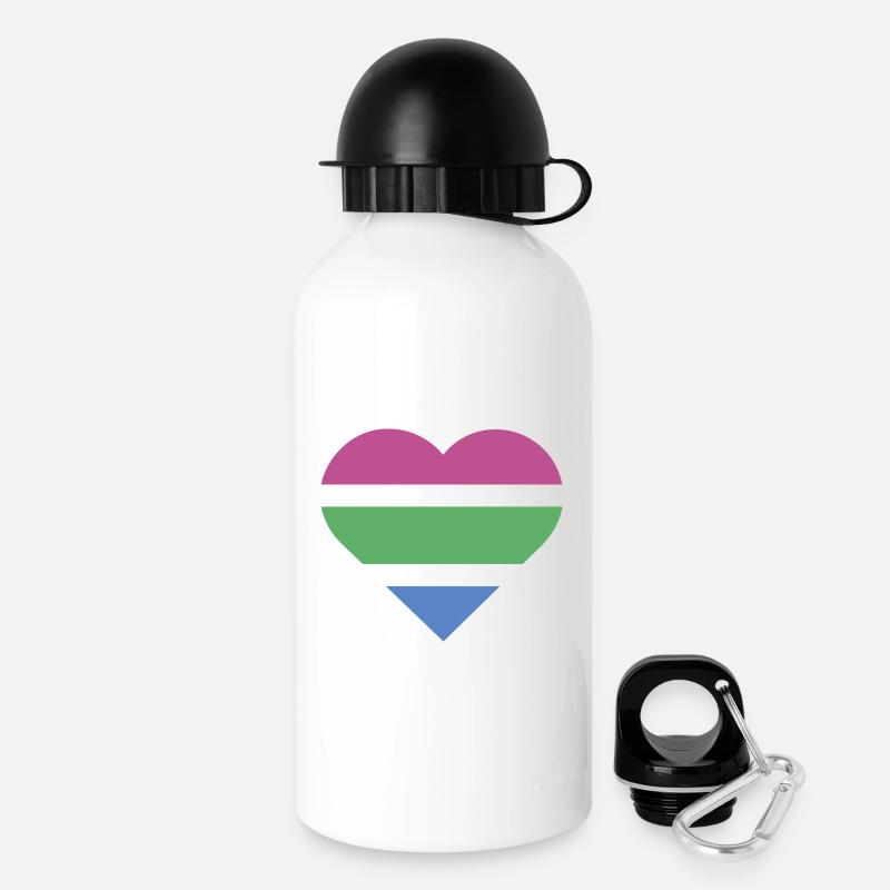 Pride Flag Heart · Polysexual - Trinkflasche mit Deckel 500 ml - Weiß